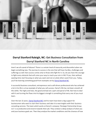 Darryl Stanford Raleigh, NC: Get Business Consultation from Darryl Stanford NC in North Carolina