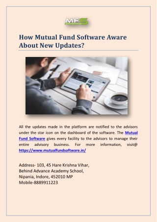 How Mutual Fund Software Aware About New Updates?