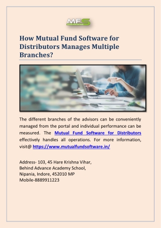 How Mutual Fund Software for Distributors Manages Multiple Branches?