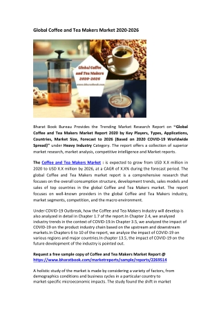 Global Coffee and Tea Makers Market 2020-2026