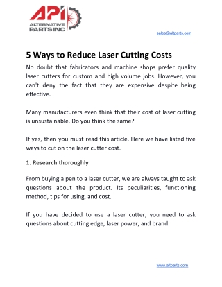 5 Ways to Reduce Laser Cutting Costs