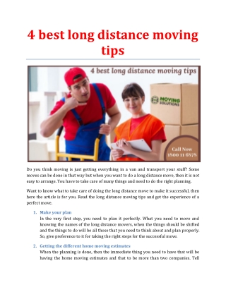 4 best long distance moving tips