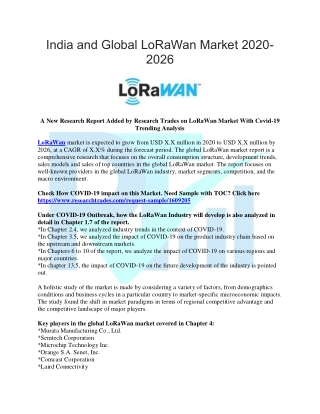 India and Global LoRaWan Market 2020-2026
