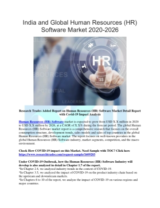 India and Global Human Resources (HR) Software Market 2020-2026