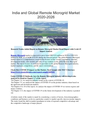 India and Global Remote Microgrid Market 2020-2026