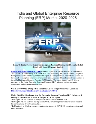 India and Global Enterprise Resource Planning (ERP) Market 2020-2026