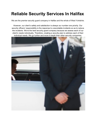 Reliable Security Services In Halifax