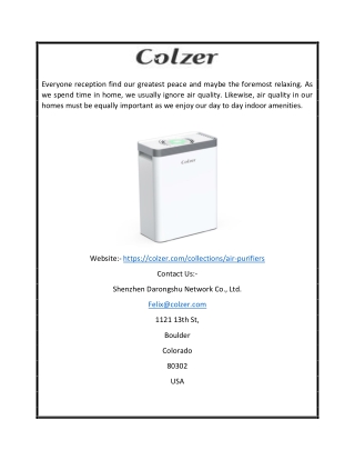 Air Purifier For Large Room USA | Colzer