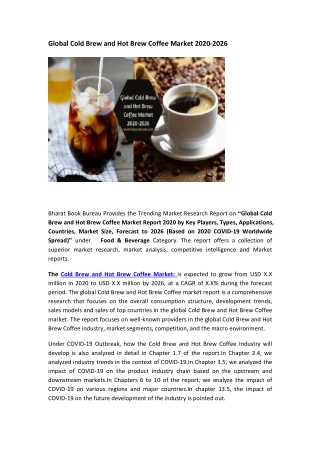 Global Cold Brew and Hot Brew Coffee Market 2020-2026