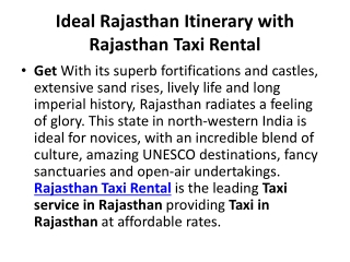 Get Ideal Rajasthan Itinerary with Rajasthan Taxi Rental