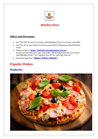 Belvidere Pizza - 15% Off - Pizza takeaway Belmont, WA