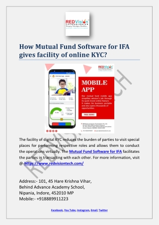 How Mutual Fund Software for IFA gives facility of online KYC?