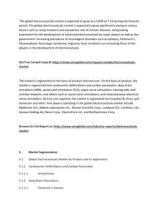 Global Electroceuticals Market  will experience a noticeable growth during the forecast period 2019-2025: Orion Market R