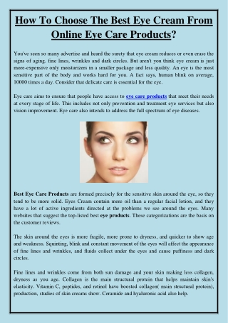 How To Choose The Best Eye Cream From Online Eye Care Products?