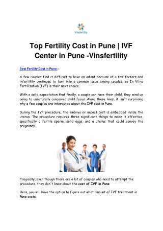 Top Fertility Cost in Pune | IVF Center in Pune -Vinsfertility