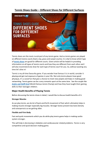 Tennis Shoes Guide – Different Shoes for Different Surfaces