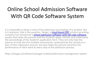 Online School Admission Software With QR Code Software System