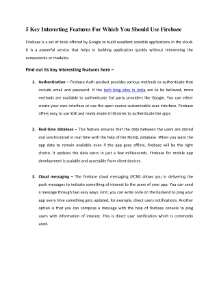 5 Key Interesting Features For Which You Should Use Firebase
