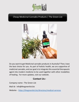 Cheap Medicinal Cannabis Products | The Green List