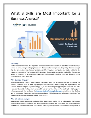 What 3 Skills are Most Important for a Business Analyst?