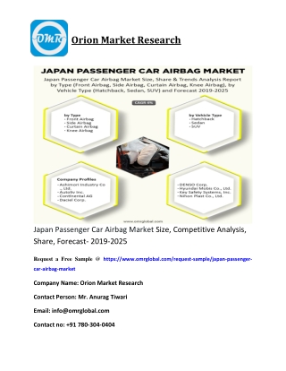 Japan Passenger Car Airbag Market Size, Competitive Analysis, Share, Forecast- 2019-2025