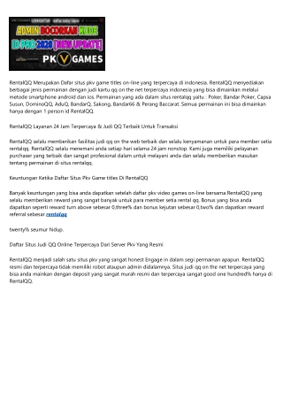 RentalQQ Daftar Situs Pkv Games Poker Online Terpercaya Indonesia