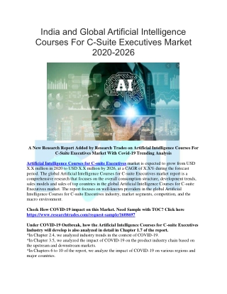 India and Global Artificial Intelligence Courses For C-Suite Executives Market 2020-2026