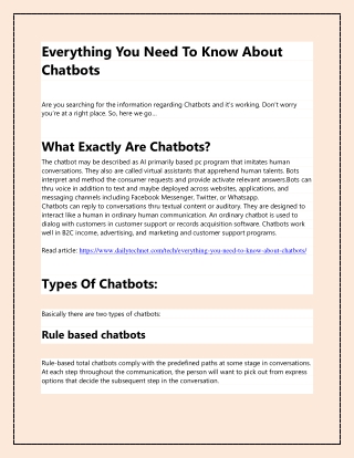 Everything You Need To Know About Chatbots