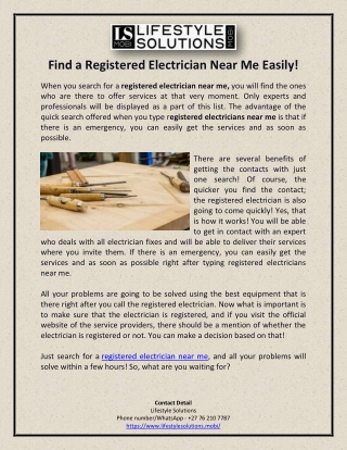Find a Registered Electrician Near Me Easily!