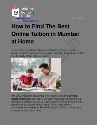 How to Find The Best Online Tuition in Mumbai at Home