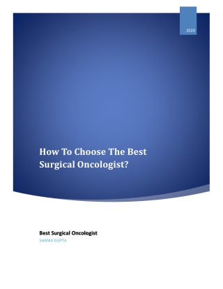 Best Surgical Oncologist In Delhi