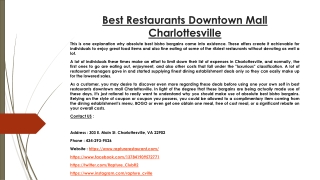 Best Restaurants Downtown Mall Charlottesville