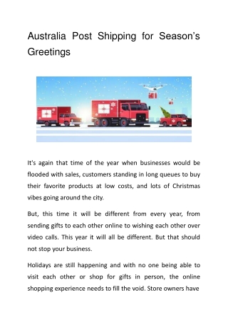 Australia Post Shipping for Season’s Greetings