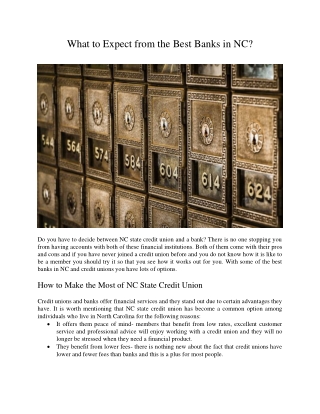 What to Expect from the Best Banks in NC?