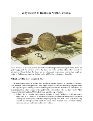Why Resort to Banks in North Carolina?