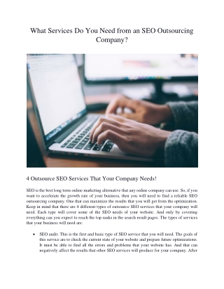 What Services Do You Need from an SEO Outsourcing Company?