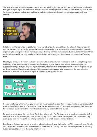 Purchase Twitch Channel Views Using these Straightforward Tips