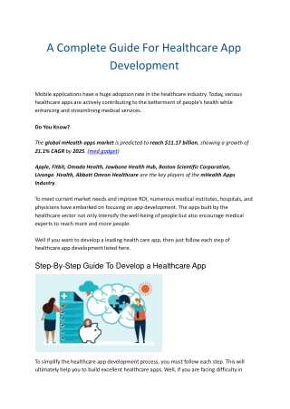 A Complete Guide For Healthcare App Development by ValueCoders
