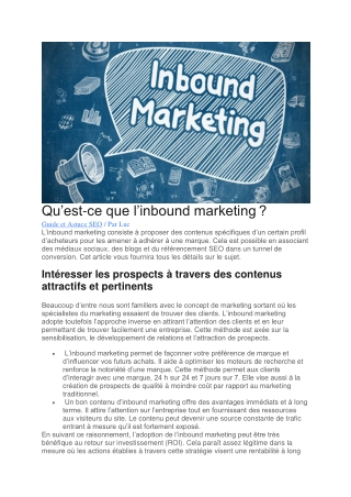 Qu’est-ce que l’inbound marketing ?