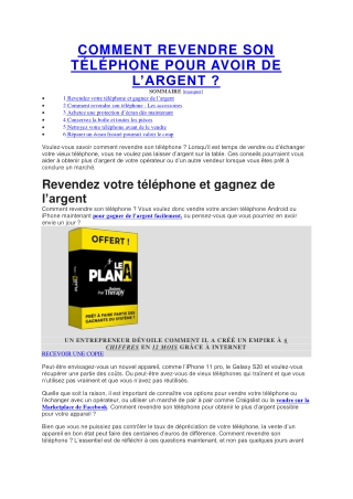 COMMENT REVENDRE SON TÉLÉPHONE POUR AVOIR DE L’ARGENT ?