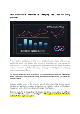 How Prescriptive Analytics Is Changing The Face Of Every industry?