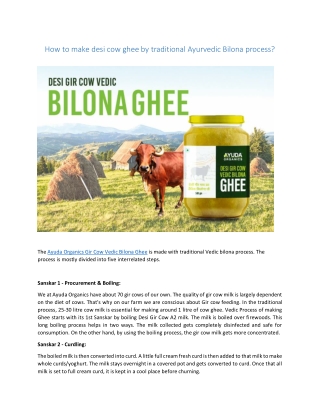 How to make desi cow ghee by traditional Ayurvedic Bilona process?- Ayuda Organics