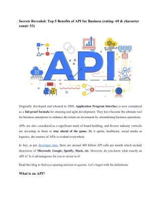 Secrets Revealed: Top 5 Benefits of API for Businesses