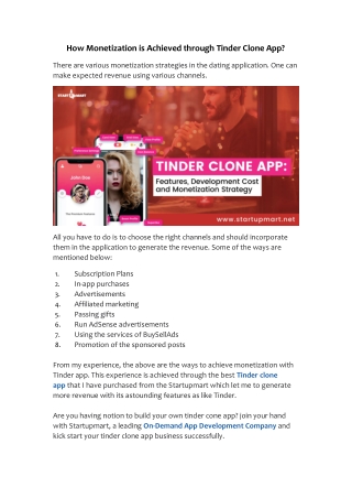 How monetization is achieved through tinder clone app