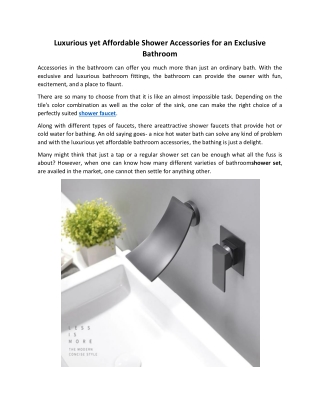 Luxurious yet Affordable Shower Accessories for an Exclusive Bathroom