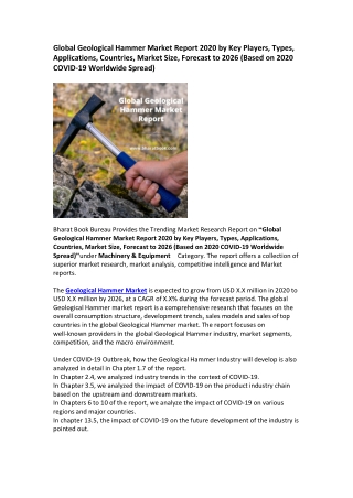 Global Geological Hammer Market Research Report 2020-2026