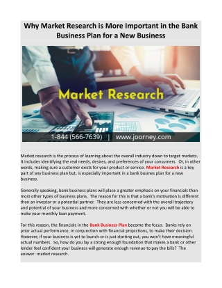 Why Market Research is More Important in the Bank Business Plan for a New Business