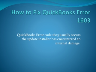 Resolve QuickBooks Error Code 1603