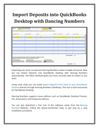 Import Deposits into QuickBooks Desktop With Dancing Numbers