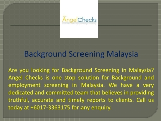 Background Screening Malaysia